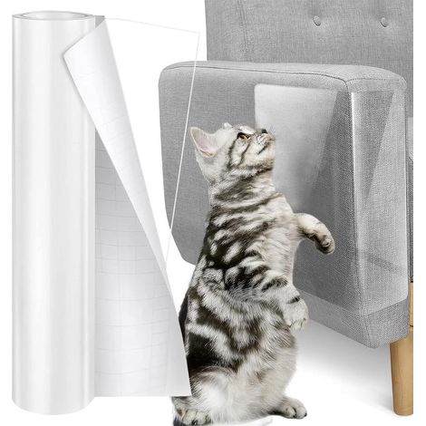 Protezione antigraffio per divano per gatti, 40 x 300 cm, trasparente, autoadesiva, protezione antigraffio roll-on, protezione antigraffio per gatti, per mobili, porte, pareti, tappeti, piani di lavor