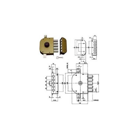 SERRATURA TRIPLICE DA APPLICARE SENZA SCROCCO A POMPA 3200  mm.60 SX (3200C52)    CR