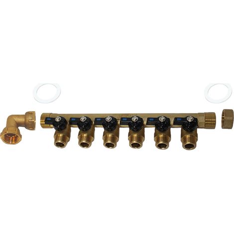 Pack collecteur sanitaire eau-froide ou eau-chaude ou chauffage 3/4'' (20/27) 6 départs mâle 1/2'' (15/21) - Arcanaute (1/4)