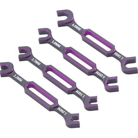 Clé universelle pour voiture, bateau et drone RC (lot de 4) : 4 clés de 3,0 mm, 3,2 mm, 3,5 mm, 3,7 mm, 4,0 mm, 5,0 mm, 5,5 mm et 6,0 mm (violet). Extracteur d'écrous et de rotules de tendeur. (1/5)