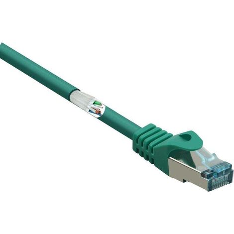 Câble réseau RJ45 CAT 6a S/FTP 10 m vert ignifuge avec cliquet – RF-5224646 X952522 (1/4)