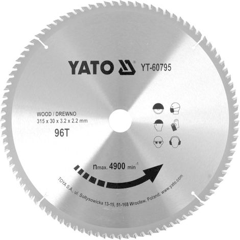 YATO, Modell YT-60795, Kreissägeblatt de 31,5 cm, 1 Stück, ideal für präzise Schnitte in Holz, Metall und Kunststoff, hohe Standzeit, professionelles Werkzeug (1/2)