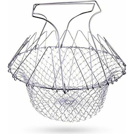 Panier à salade pliable en acier inoxydable pour frites légumes salades 1 pièce (1/5)