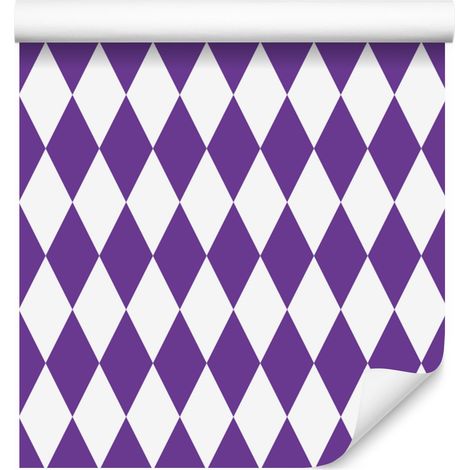 Carta da parati Arlecchino Diamante Viola per Soggiorno e Camera da letto 50x1000 cm (1/5)