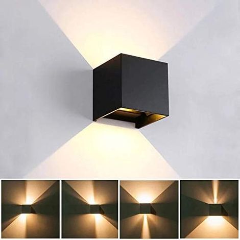 MINKUROW Luz De Pared Individual Para Interior/Exterior, Bcc 12w Led Luz De Pared Para Exterior 3000k Blanco Cálido, Aplique De Pared Impermeable Ip65, Ángulo De Haz Ajustable Para Dormitorio Pasillo  (1/4)