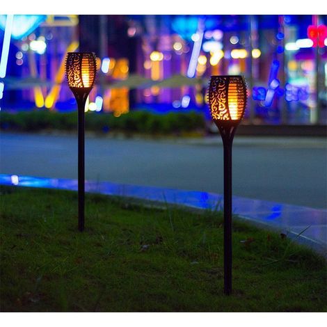 Torcia solare led fiamma lampada esterno impermeabile giardino picchetto new