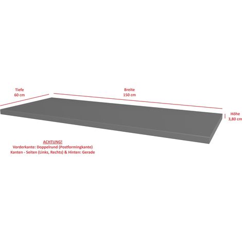 Arbeitsplatte 150cm 38mm Anthrazit matt Küche Nessa Scandi Old Style Ava-AR Luna (1/2)