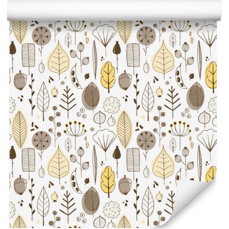 Skandinavische Blättertapete für Wohn- und Schlafzimmer, 50 x 1000 cm (1/5)