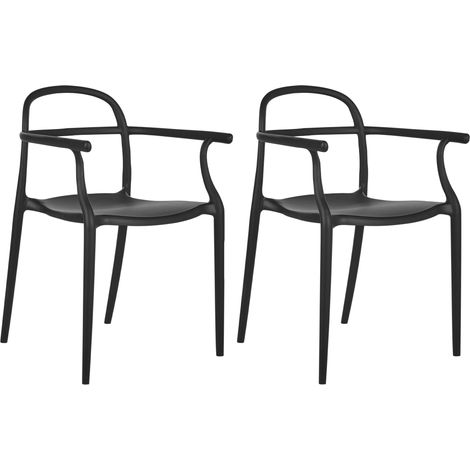 Conjunto de 2 sillas de comedor modernas para jardín ligeras resistentes a la intemperie negro Vidor