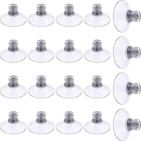 Lot de 20 ventouses avec filetage et écrou moleté, en PVC transparent de Ø40 mm, sans perçage. Crochet à ventouse extra-fort, idéal pour les fenêtres, la voiture, la décoration, la cuisine et la suspe (1/5)