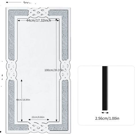 Espejo decorativo, diseño contemporáneo, para montaje en pared, 120x60cm (1/2)
