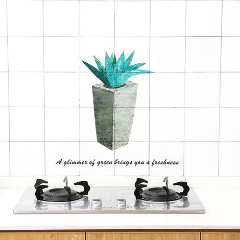 Autocollants muraux pour carrelage de cuisine, transparents et résistants à l'huile, à motifs végétaux (dessins animés). (1/2)