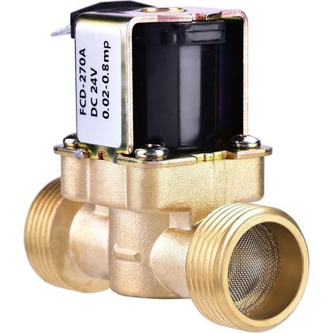 Électrovanne D'eau, 3/4" DC 24V NC Normalement Fermé Laiton Électrovanne D'Entrée Magnétique Électrique Vanne de Régulation de Pression à Débit Constant pour Distribution D'Eau Irrigation par (1/5)