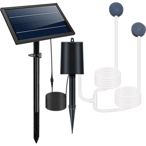 Kit de pompe à air solaire 8W avec tuyau et pierres à bulles, 3 modes de fonctionnement, aérateur d'étang, oxygénateur (1/5)