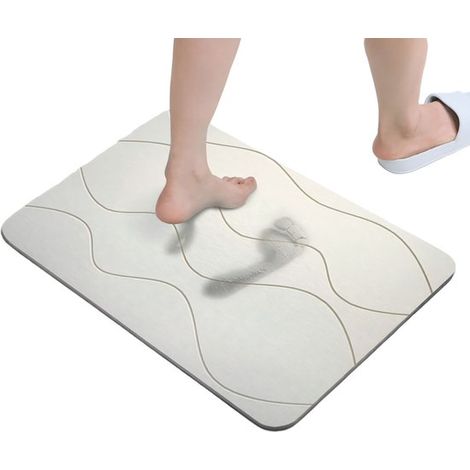 – 45 x 70 cm – Matte mit Wellenstruktur – Rutschfeste und saugfähige Matte für Zuhause, Hotel und Badezimmer – Kieselgurmatte – Schnelltrocknende Duschmatte (1/5)