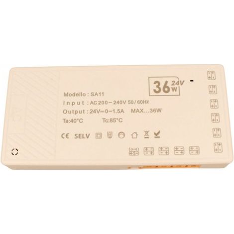 Trasformatore Alimentatore Led Driver Mobile 24V 36W, Con 10 Uscite Senza Polarità, Per Luce Led Da Guardaroba Armadio, 130X60X16mm, Cavo Alimentazione Con Spina EU Incluso