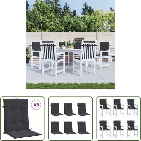 vidaXL Cojín de silla de jardín respaldo bajo 6 uds tela Oxford negro (1/5)