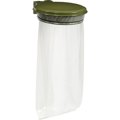 Support sac avec couvercle Collecmur essentiel - 110l - vert olive - RAL 6003 (1/4)