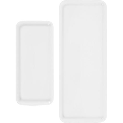 Lot de 2 Plateaux de Bain Blancs en Céramique Surface Lisse, pour Organiser Cosmétiques sur Meuble Coiffeuse ou Salle de Bain'-'- (1/5)
