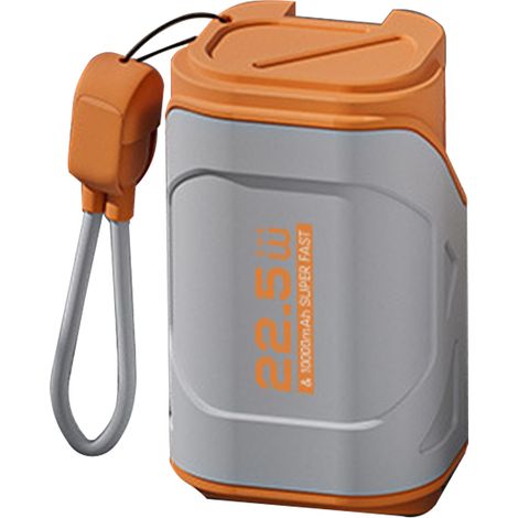 Ortviai Power Bank 10000 mAh avec prise murale intégrée et câble USB-C, charge rapide 22,5 W, gris spatial