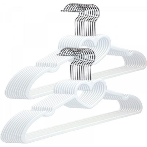 20 pièces, 39 x 21 x 0,5 cm, blanc, avec crochet pivotant à 360 degrés, cintres en plastique durables pour vêtements, chemises, vestes (1/5)