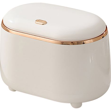 Poubelle de bureau, mini-poubelle à grande ouverture en ABS avec couvercle, blanche (1/5)