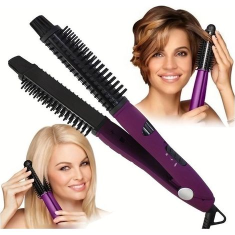 Brosse peigne lissante 2 en 1, outil de coiffage électrique multifonctionnel pour lisser et boucler les cheveux