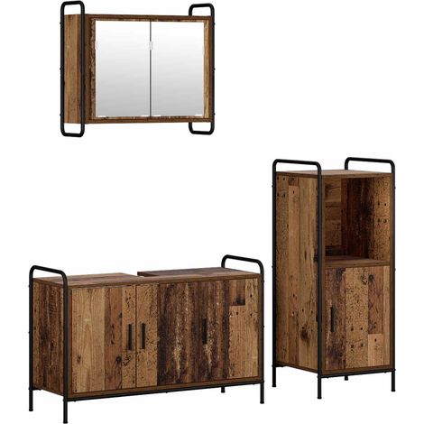 Badezimmerschrank-Set 3 stk. Altholz 40 x 36 x 99,5 cm vidaXL (1/5)