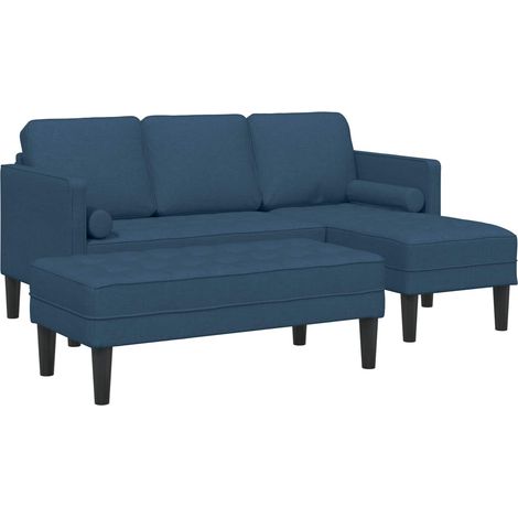 Ensemble de Canapé Sofas avec coussin 2 pcs Bleu Polyester (1/4)