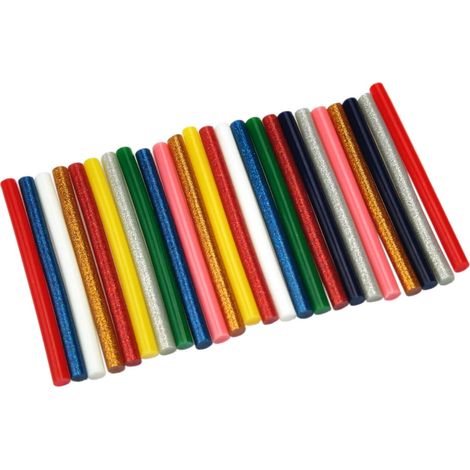 24 Heißklebesticks 7,2mm x 100mm farbig bunt Glitzer (1/4)