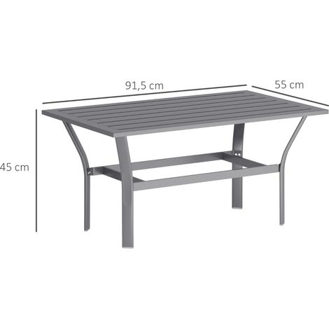Table d'appoint/table de balcon en métal à lattes, résistante aux intempéries, table basse/table de jardin, table d'appoint facile d'entretien pour balcon, jardin, terrasse, véranda, 91,5 x 55 x 45 cm (1/5)