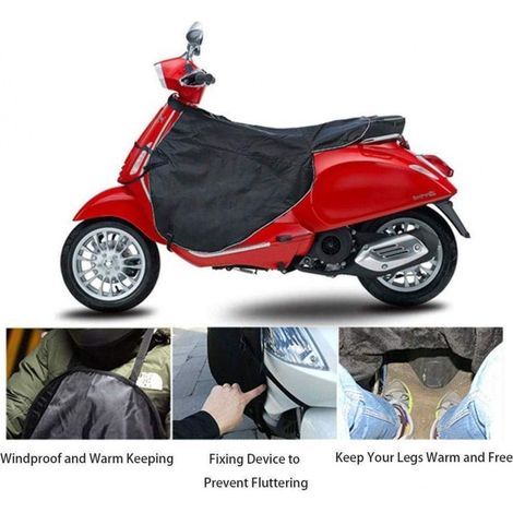 Couvre Jambe Scooter, Scooter Tablier, Universel Housse Protection Contre Le Froid et la Pluie au Etanche avec Bande Réfléchissante, Protège Jambes et Genouillère en Hiver pour Conducteur - Noir (1/4)