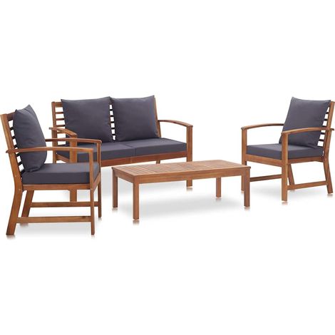 vidaXL Muebles de jardín 4 piezas con cojines madera acacia maciza (1/5)