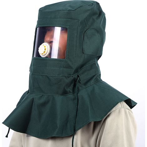 Cagoule/casque de protection contre le sablage et le polissage anti-poussière - avec visière transparente et valve, 47,5 x 42 cm (1/5)