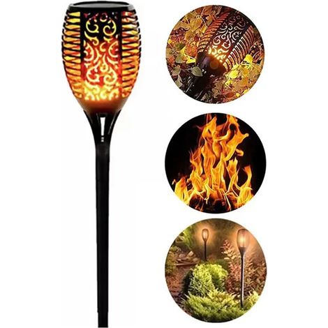 Lampe solaire 96 led, lampe solaire à effet flamme, décor de jardin extérieur à lumière vacillante, pour jardin, pelouse et allées, étanchéité ip65, 1 pack (1/5)