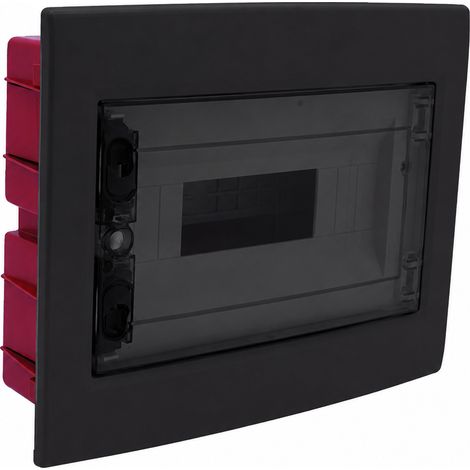Tableau électrique encastré ETTROIT 18 modules IP40, noir avec porte transparente fumée - DB110918B