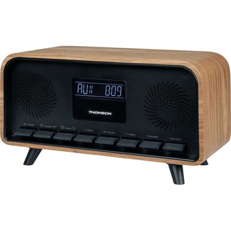 Bluetooth-Radiowecker - THOMSON - Vintage Cosy - 30W, FM-Radio, Doppelt Alarm, LCD-Display, USB-C-Ladegerät, Stromversorgung 230V