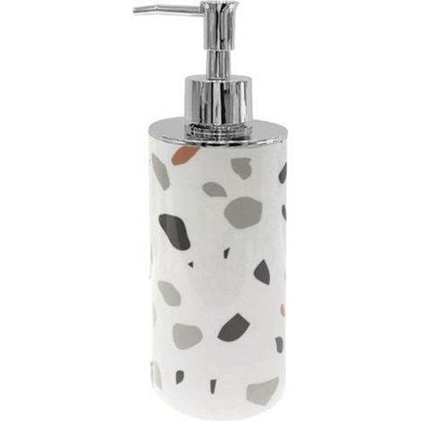 Cleafe - Dispenser Portasapone Cilindrico Graniglia Bianco Multicolore Arredo Bagno 69839 - (1/2)