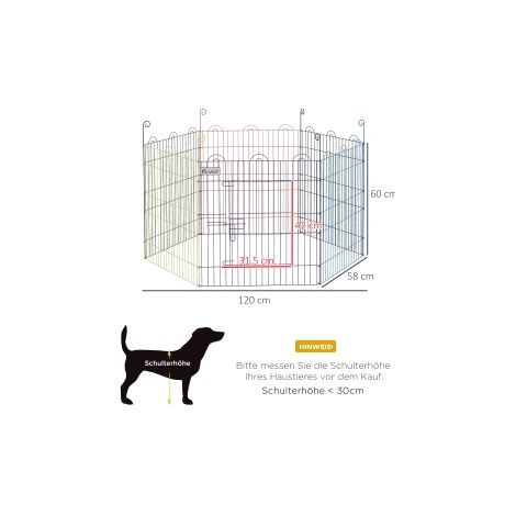 Parc pour chiots coloré en métal Ø120x60 cm avec design modulaire et système de verrouillage pour jardin, maison et plein air (1/5)