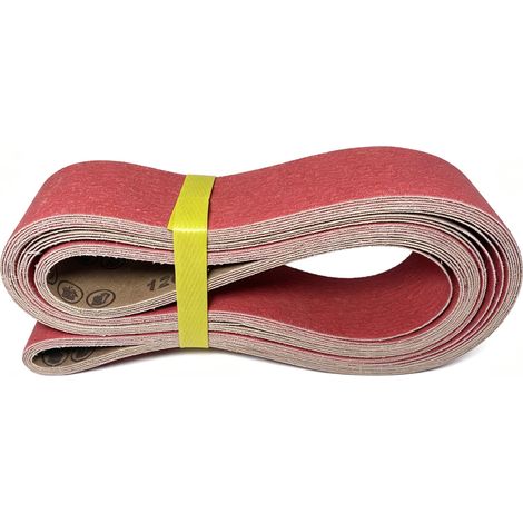 Lot de 5 bandes abrasives en céramique 50 x 2000 mm, grain moyen 120, pour ponceuse à bande, bois, métal, acier et vernis (1/5)