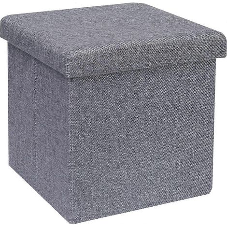 Tabouret de rangement cube pour salon, chambre, bureau, dortoir, petit repose-pieds, gris, 30 x 30 x 30 cm (1/4)