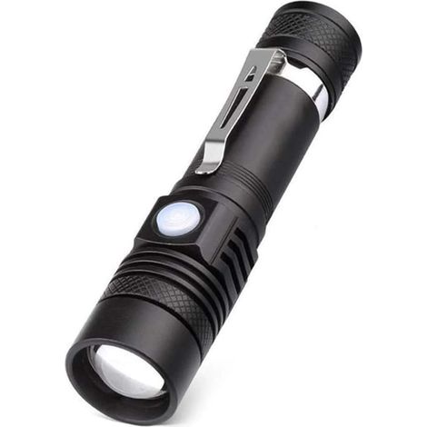 Lampe torche rechargeable LED tactique, 1200 lumens, ultra-lumineuse, format de poche, avec clip, résistante à l'eau - Lot de 2 (1/5)