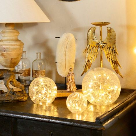 Déco 3 boules en verre illuminées blanc chaud (1/3)