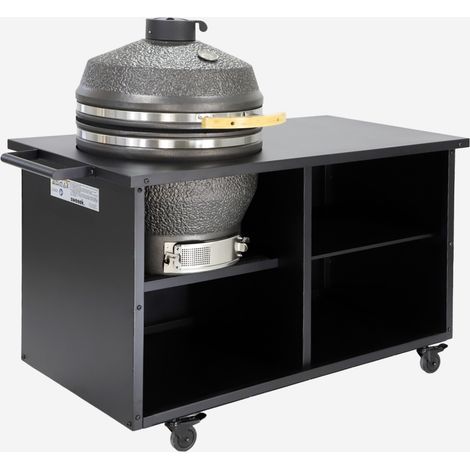 Barbacoa kamado de carbón, ahumador con mesa auxiliar y funda