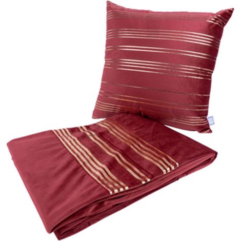 Ensemble Coussin & Plaid "Prisma III" 130x170cm Rouge (1/5)