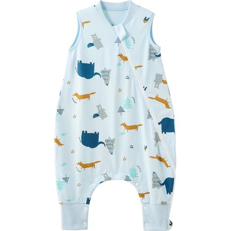 Gigoteuse d'été avec pieds, pour bébé, 100 % coton, tog 0,5, respirante, motif d'éléphant de dessin animé (1/5)