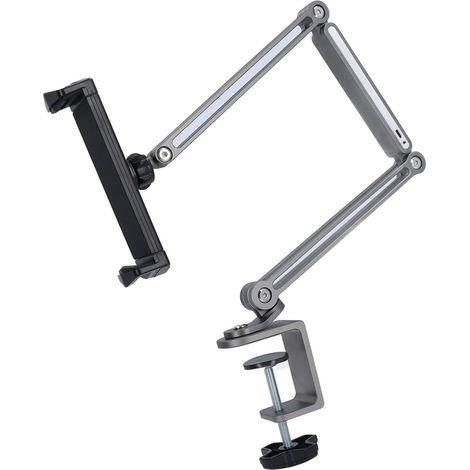 Support de Téléphone en Métal pour Bureau de Lit, Support de Téléphone Portable Pliable à Rotation de 360 ​​degrés avec Pince, Support de Téléphone à Pince à Bras Long Flexible (1/5)