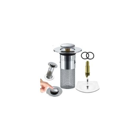 Tapón de desagüe universal para fregadero, tapón de desagüe universal emergente, desagüe para fregadero con cesta filtrante para cocina, baño y balcón (34-40 mm) - Crezuo (1/4)
