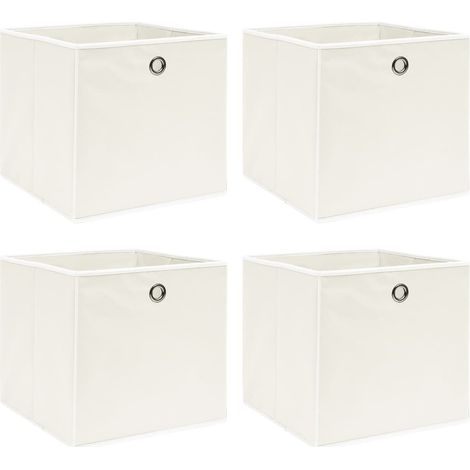 Boîtes de rangement 4 pcs Blanc 32x32x32 cm Tissu