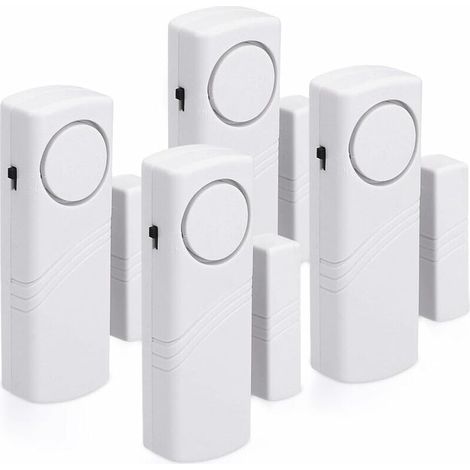 Alarma para puertas y ventanas - Lote de 4 alarmas inalámbricas antirrobo - Seguridad para el hogar contra robos - Funcionamiento magnético - 100 dB (1/5)